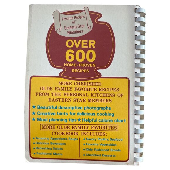 Favorite Recipes of Eastern Star Members 1973 PB Vintage Community Cookbook VG+ - Picture 8 of 8